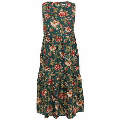 Midi Jurk - Mouwloze Bloemenjurk met Zakken - Fleurina