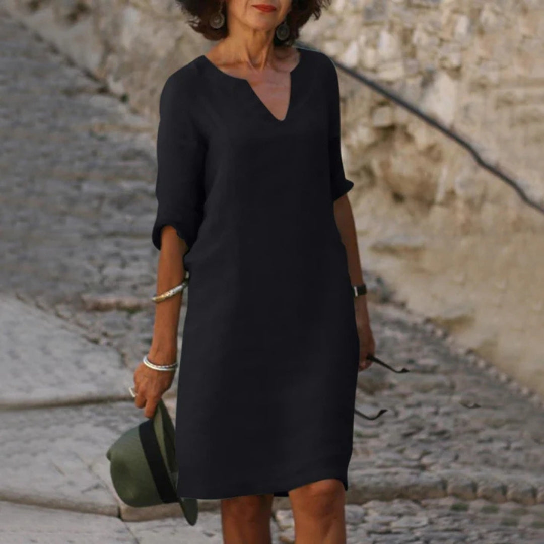 Zomerjurk - Losvallende Jurk met Elegante V-Hals - Elowen