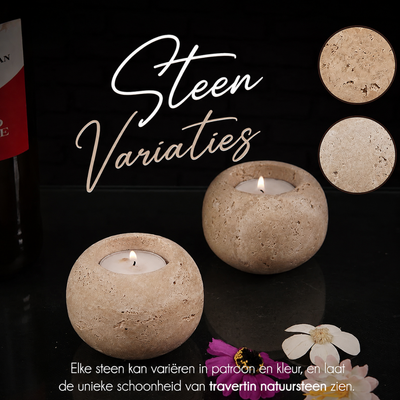 MYHOME® - Travertijn Theelicht Houder Set