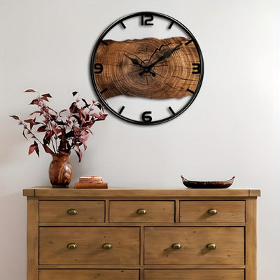 MYHOME® - Ronde Houten Wandklok met Uitgesneden Design