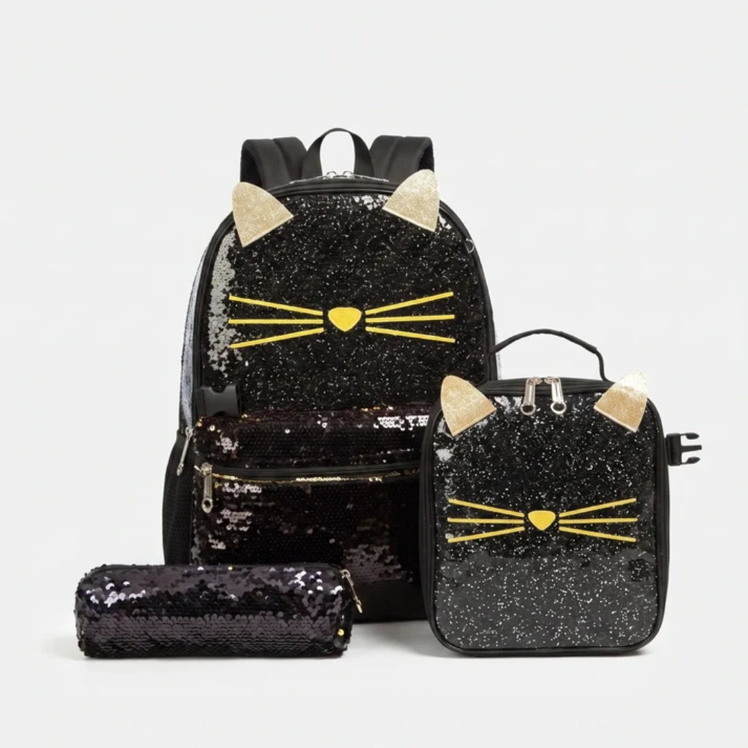 Schooltas Set - 3-Delig Met Kattenprint - Myew