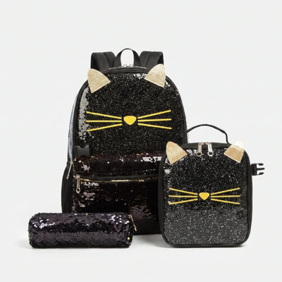 Schooltas Set - 3-Delig Met Kattenprint - Myew