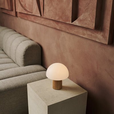 Mushroom Lamp - Draadloze Houten Tafellamp met Touchbediening
