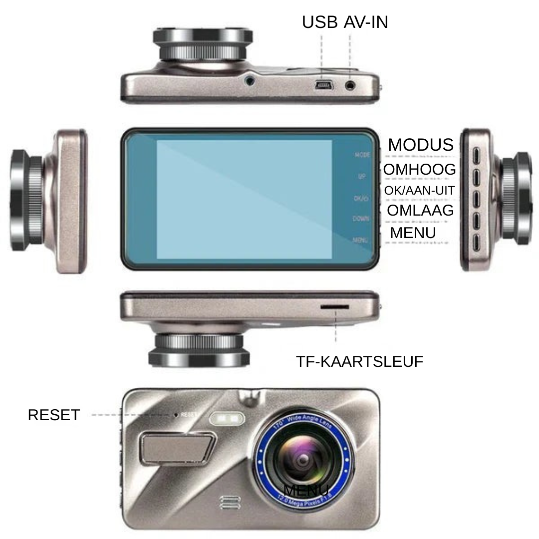 Dashcam - Draadloze Voor- en Achtercamera met Nachtzicht - DriveShield