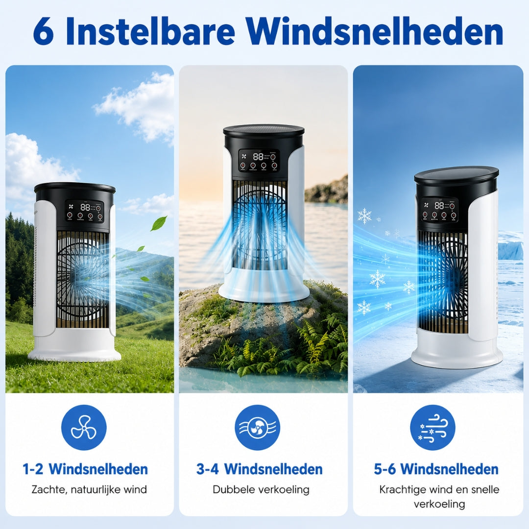 Draagbare Luchtkoeler - 3-in-1 Verkoeler Met LED Nachtlamp