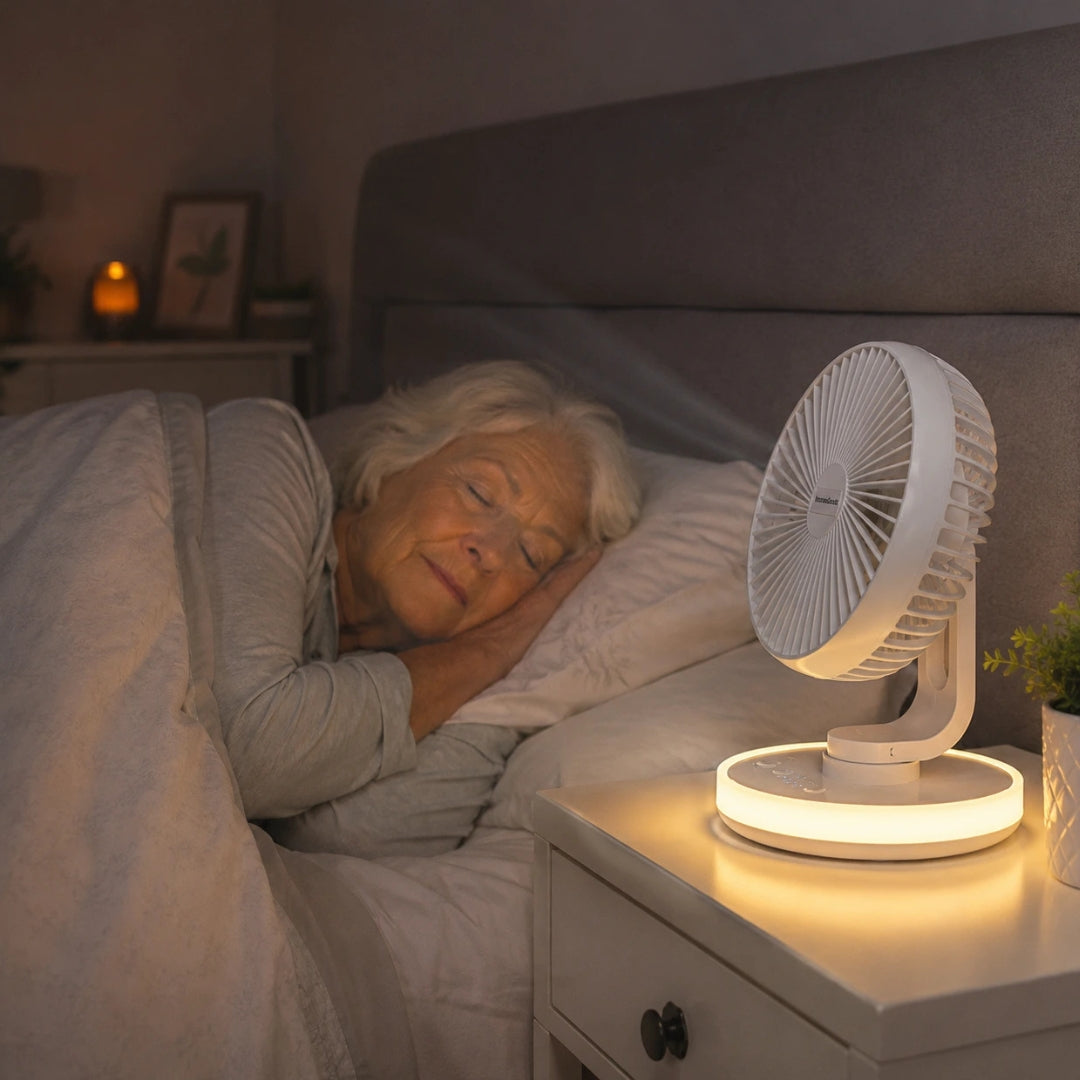 Draadloze ventilator - Oplaadbare Burea вентilator met LED Verlichting