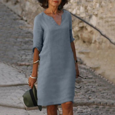 Zomerjurk - Losvallende Jurk met Elegante V-Hals - Elowen