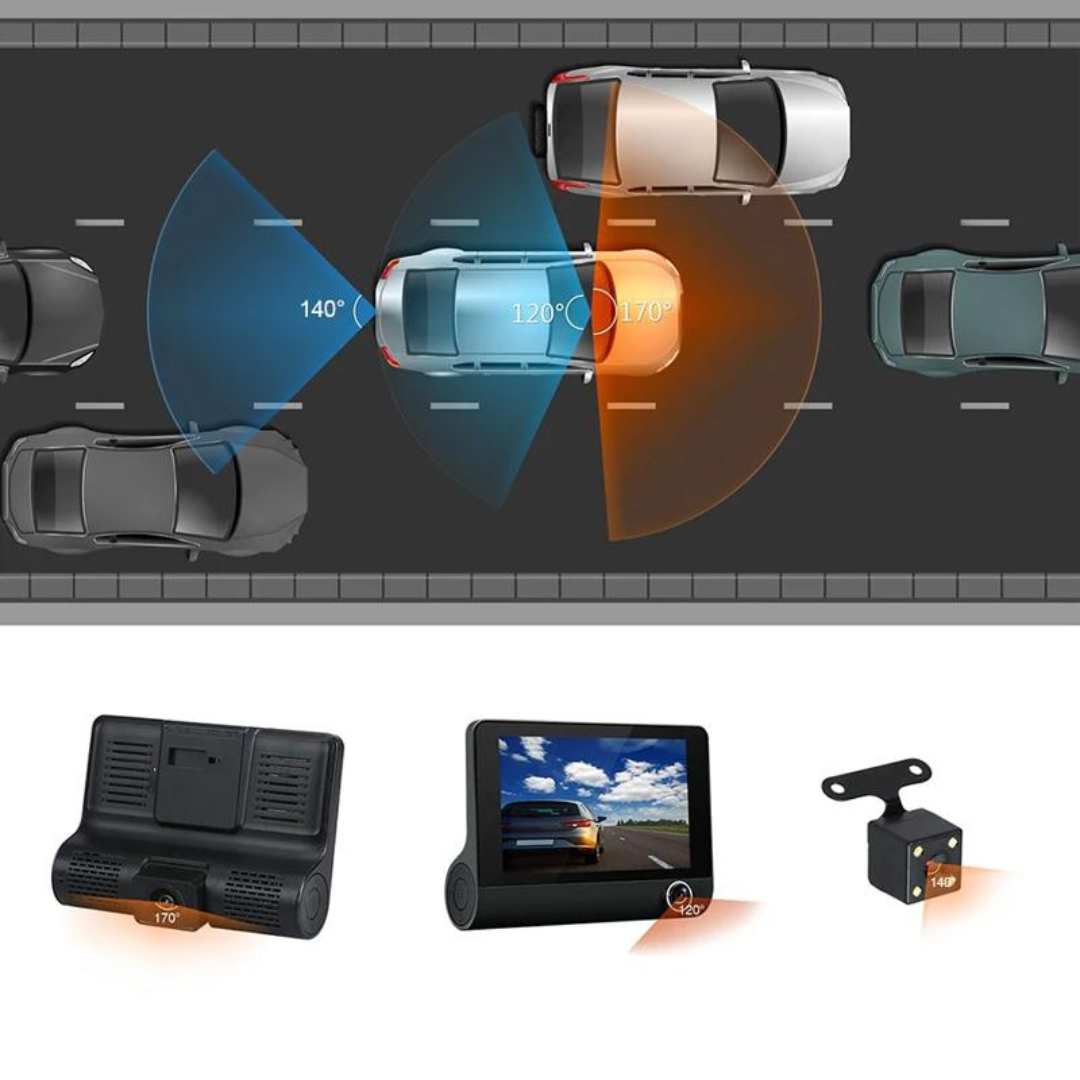 Dashcam - 3 Camera HD Opnames met Groothoekzicht - DriveVision