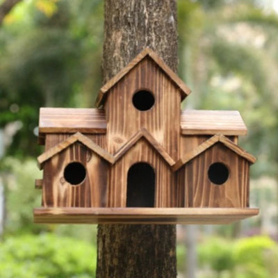 Vogelhuisje - Houten Vogelhuis met 6 Nestopeningen