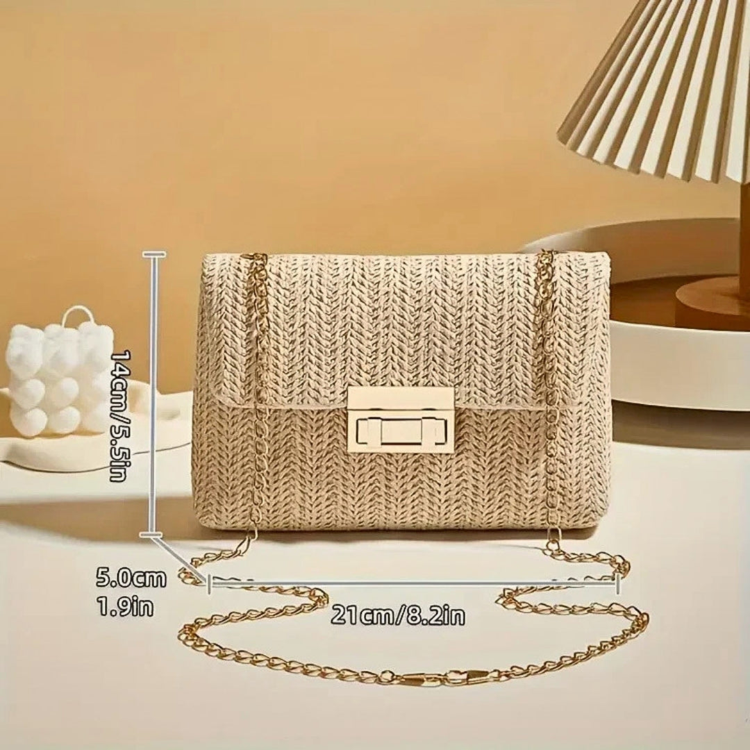 Geweven Clutch met Gouden Sluiting - LuxeWeave