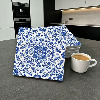 Keramische Tegels - Blauw-Wit Bloemenpatroon