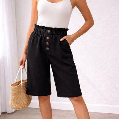 Bermuda Shorts met paperbag taille