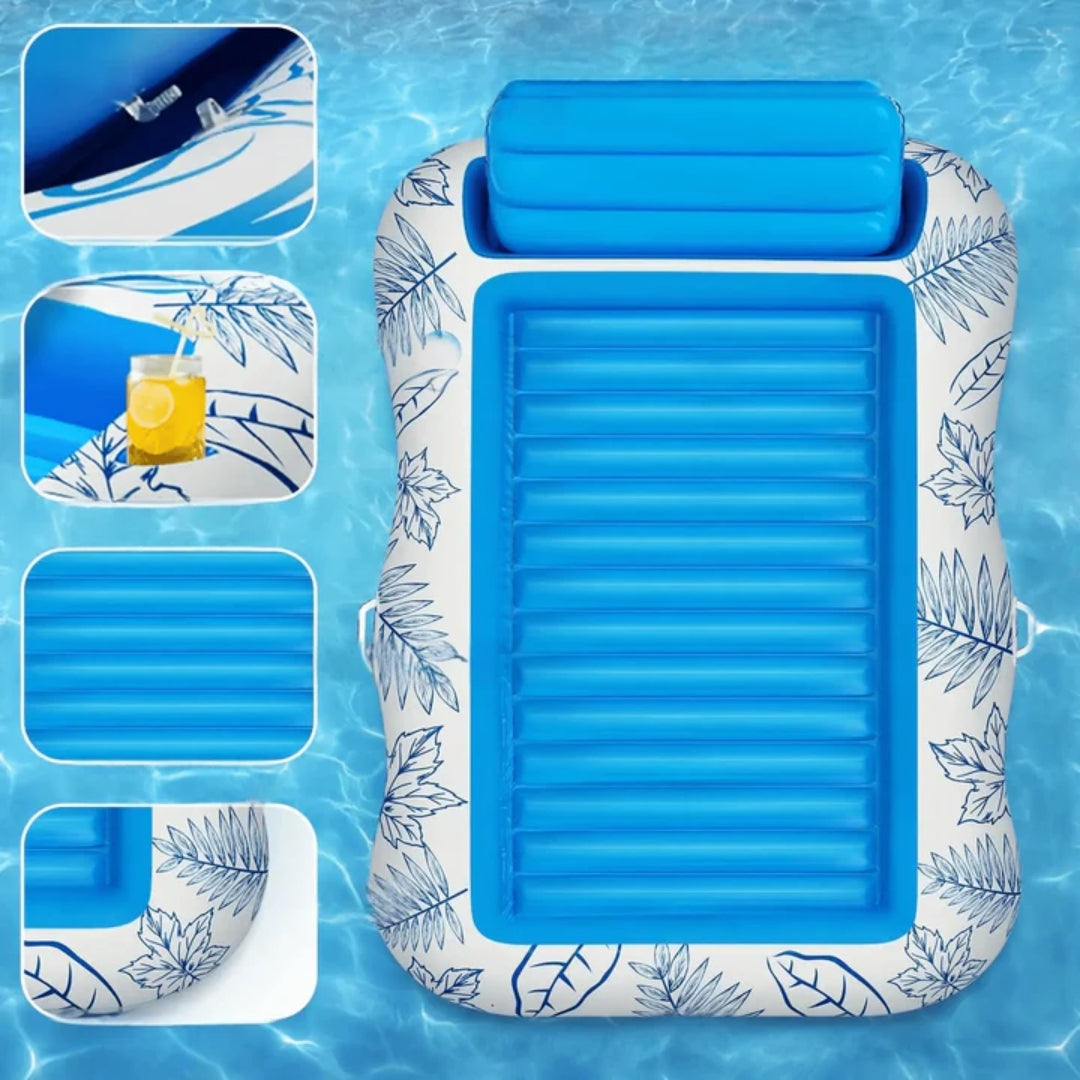 Zonnebed - Opblaasbare Lounger met Bekerhouder - AquaLaze
