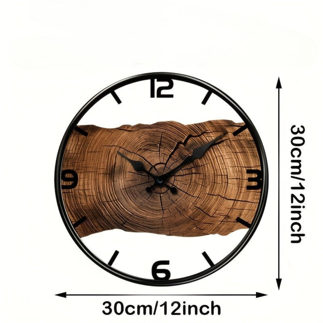 MYHOME® - Ronde Houten Wandklok met Uitgesneden Design