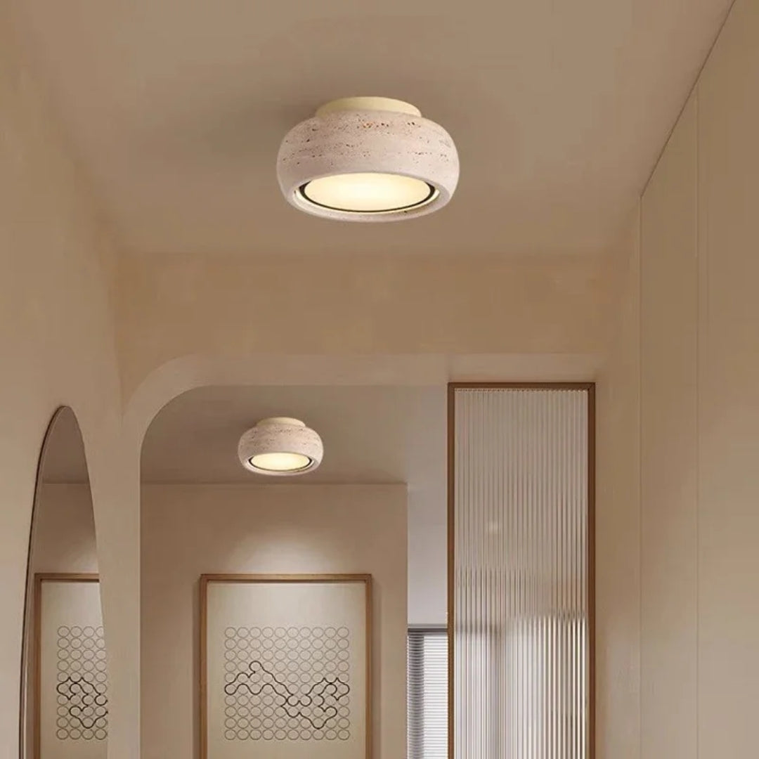 Wabi Sabi Plafondlamp - Natuurlijke Travertin Sfeerverlichting