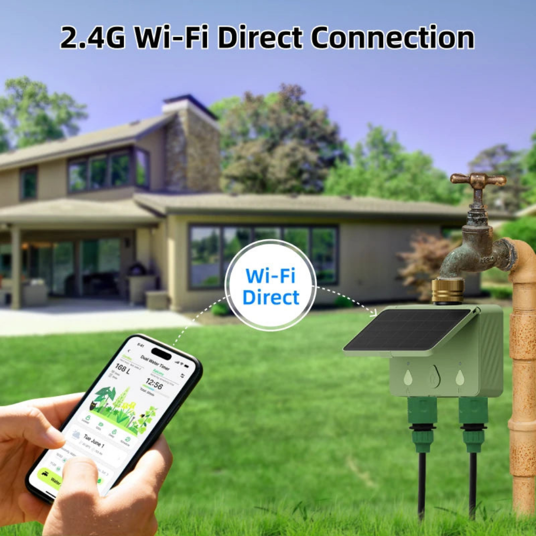 Slimme watertimer op zonne-energie met dubbel kanaal