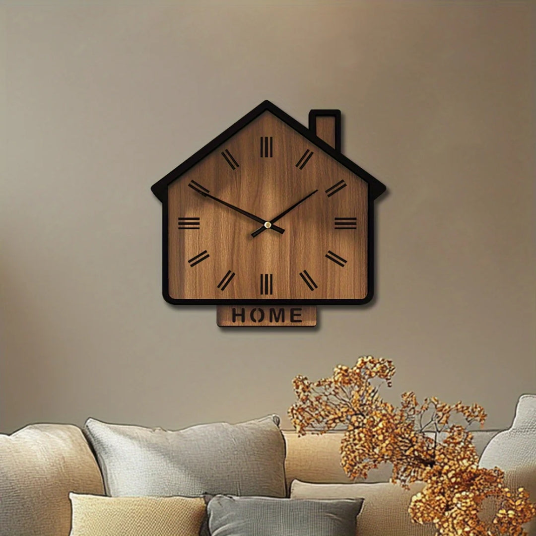 MYHOME® - Vintage Huisvormig Houten Design Wandklok