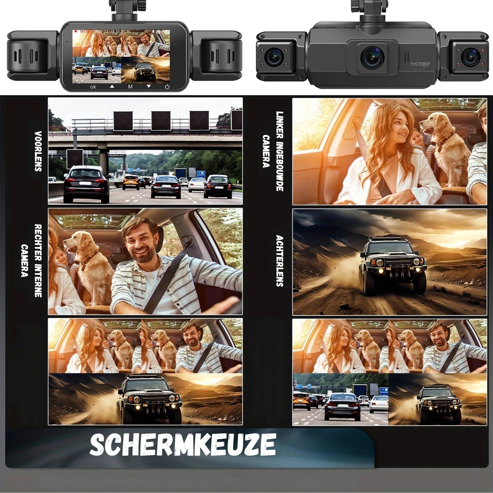 Dashcam - Draadloos 4 Camera Systeem met Wifi - QuadVision