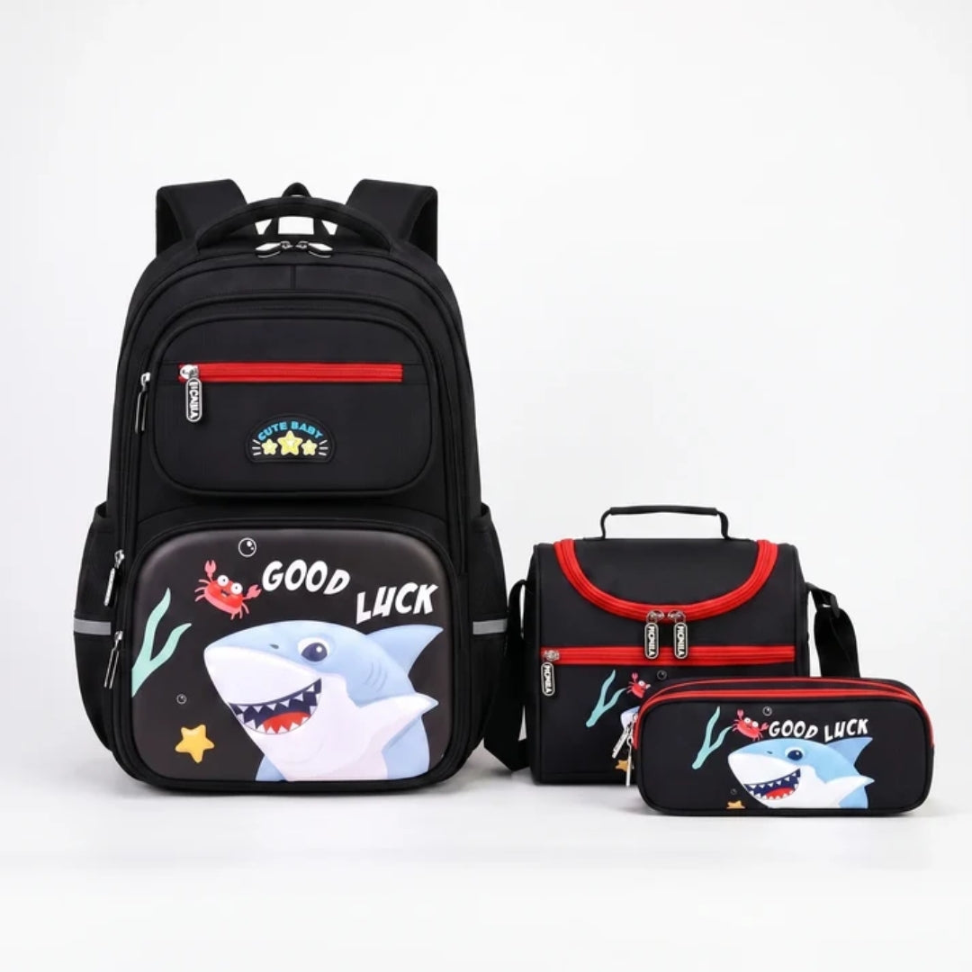 Complete 3-Delige Schooltas Set Voor Kinderen - Sharkie
