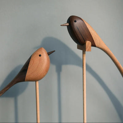 Woodora - Scandinavische Vogel Houtsculpturen (2 Stuks)