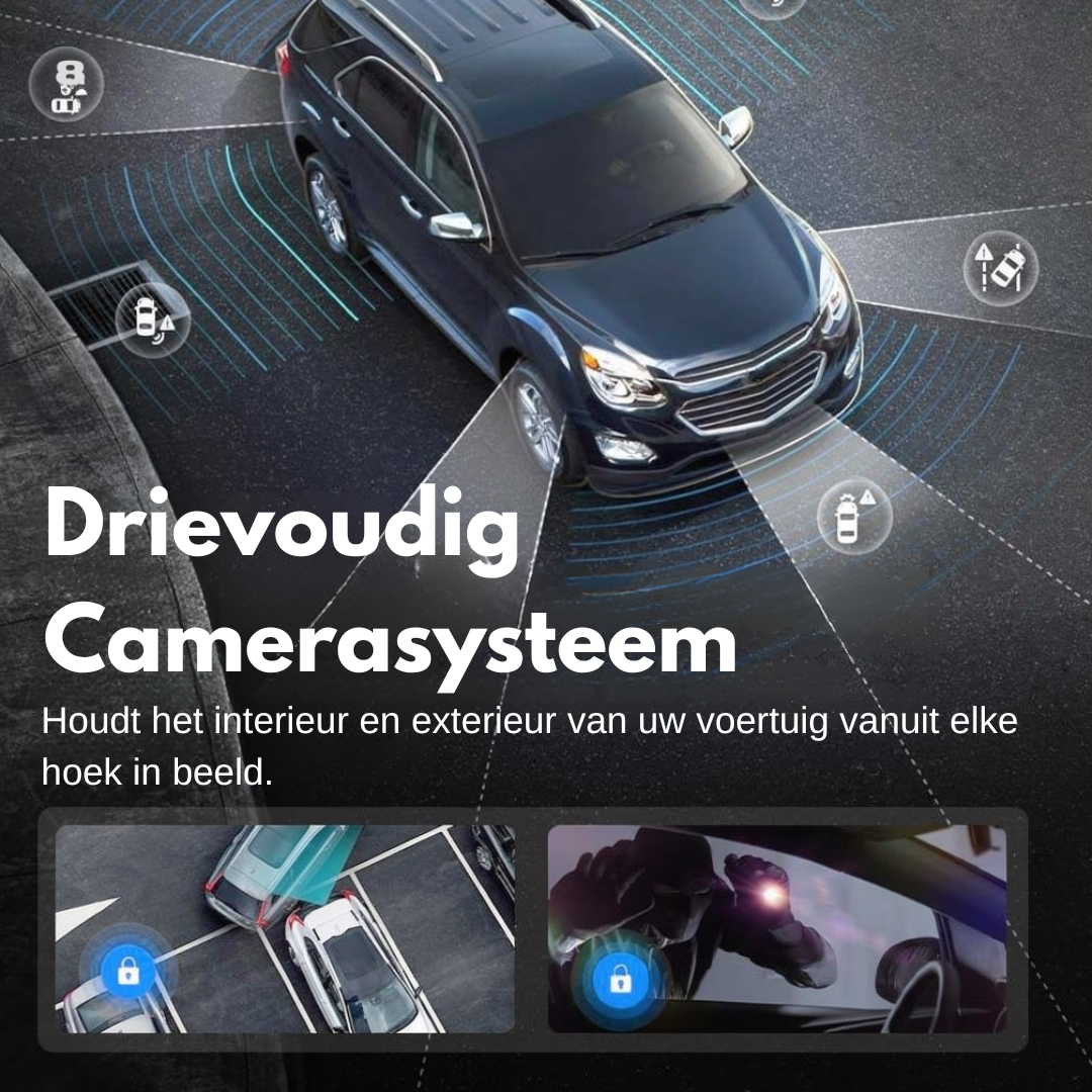 Dashcam - Triple Camera met Nachtzicht en App-bediening - VisionDrive