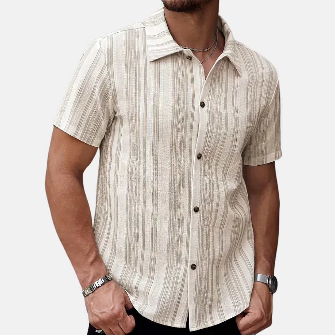 Gestreept Overhemd met Korte Mouwen - StrideWear