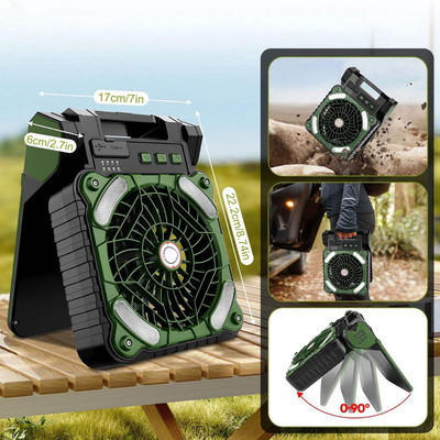 Draagbare Ventilator - Opvouwbare Ventilator met Zonnepaneel en LED