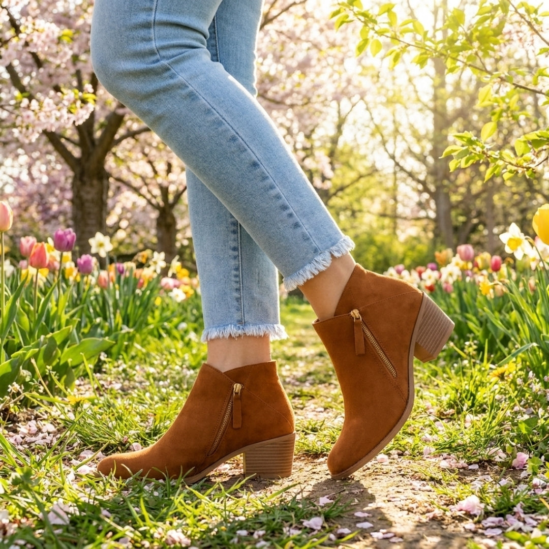 Orthopedische Enkellaarsjes - Elegant Comfort met Blokhak - Aurelia