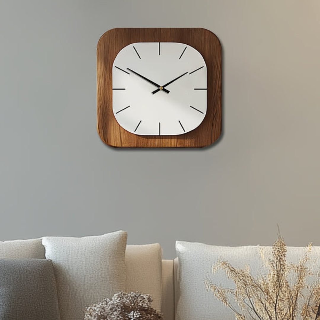 MYHOME® - Vierkante Vintage Houtlook Wandklok