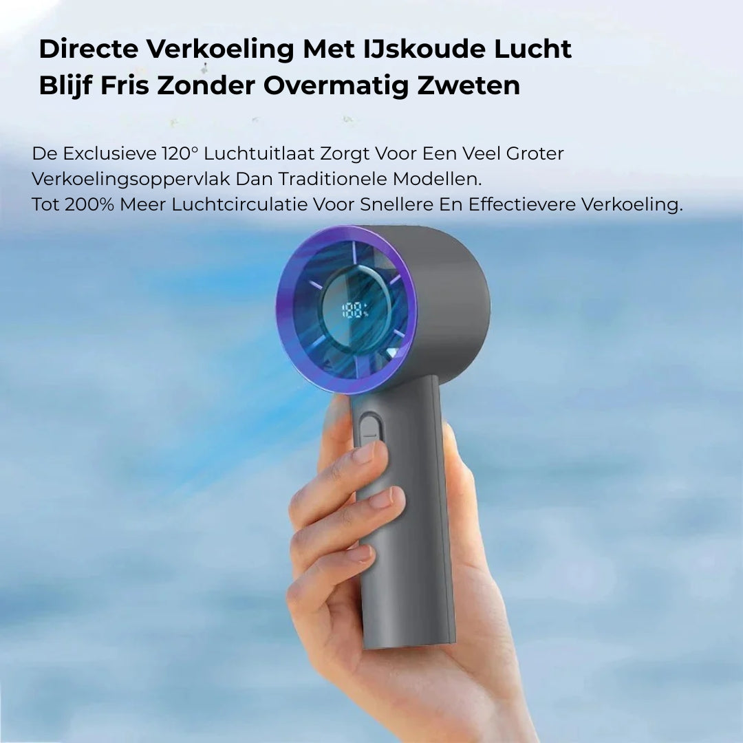 Draagbare mini-handventilator, oplaadbaar via USB – 5 snelheden + LED-display