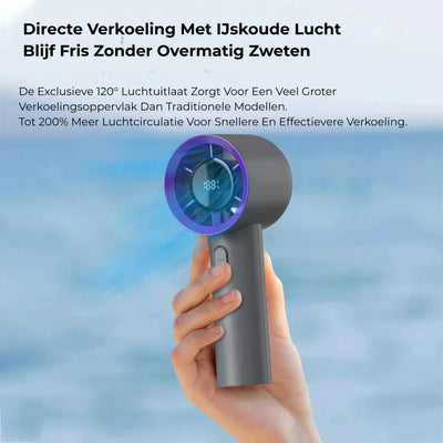 Draagbare mini-handventilator, oplaadbaar via USB – 5 snelheden + LED-display