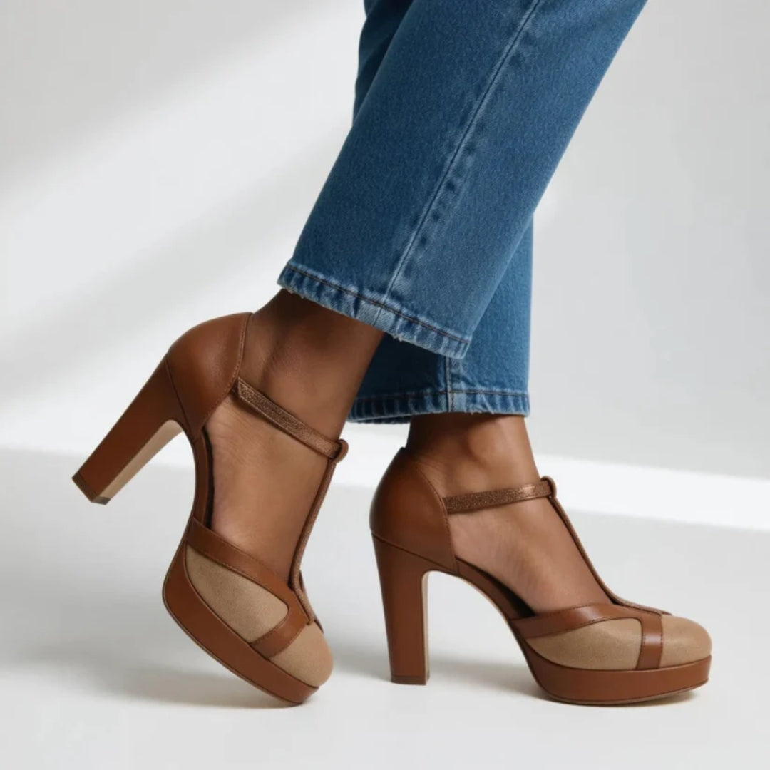 Ergonomiske Retro Pumps med Rem