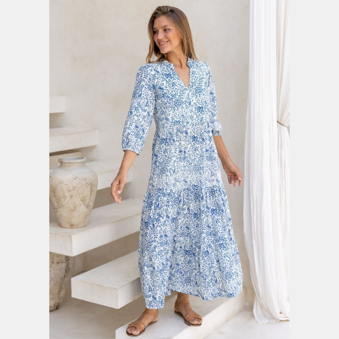 Lange Gelaagde Maxi Jurk met Bloemenprint - Florienne
