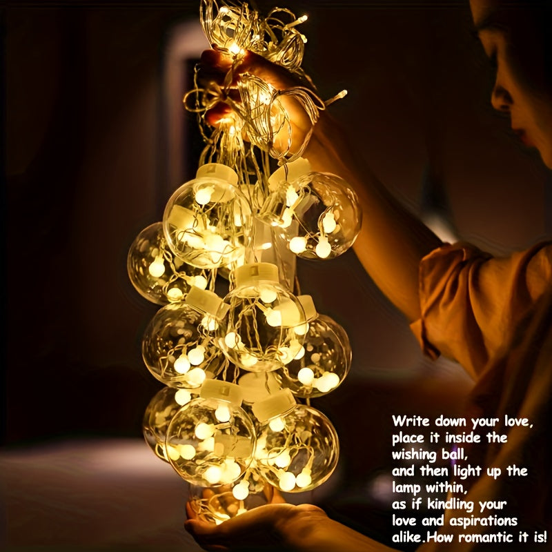 3.0 meter Feeënlampjes met 108 LED-lampen - 12 Heldere Sferische Lampen, Werkt op Batterijen, Geen Stekker Nodig, Wandmontage, Perfect voor Kerstmis, Valentijnsdag & Apos;S Dag, Verjaardagen, en Binnenhuis Feestdecoratie, Binnenhuis Feestdecoratie | Klass