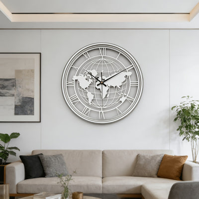 MYHOME® - Wereldkaart Wandklok Met Romeinse Cijfers