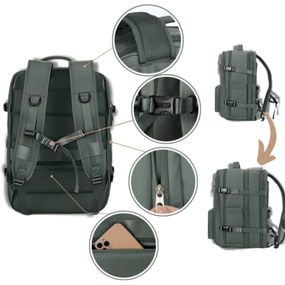Reisrugzak - Waterdichte Rugzak met USB Poort 35L