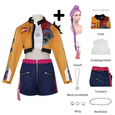 Kpop Rumi Cosplay Kostuum - Complete Cosplay Set met Pruik - Moonvex