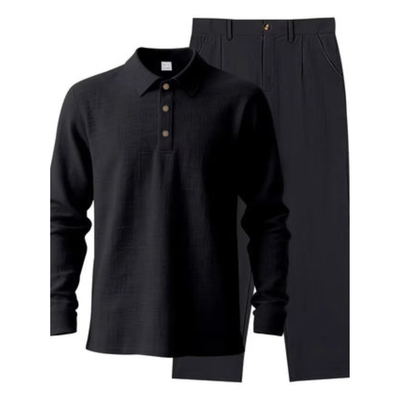 Zomers Linnen Set met Mandarin Kraag - Solviero