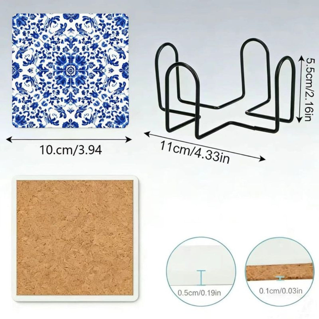 Keramische Tegels - Blauw-Wit Bloemenpatroon