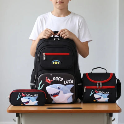 Complete 3-Delige Schooltas Set Voor Kinderen - Sharkie