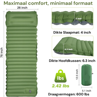 Opblaasbaar camping matras voor camping en outdoor