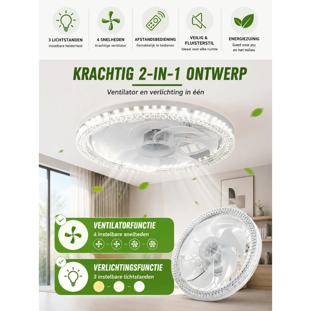 Smart Fan - Dimbare Plafondventilator met LED Lamp