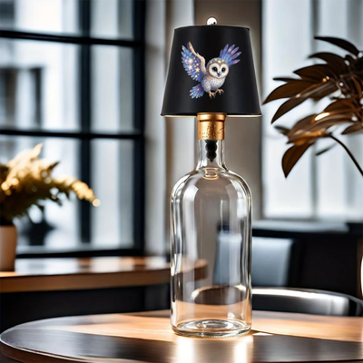Fles Tafellamp - LED Sfeerlamp met Uil Design
