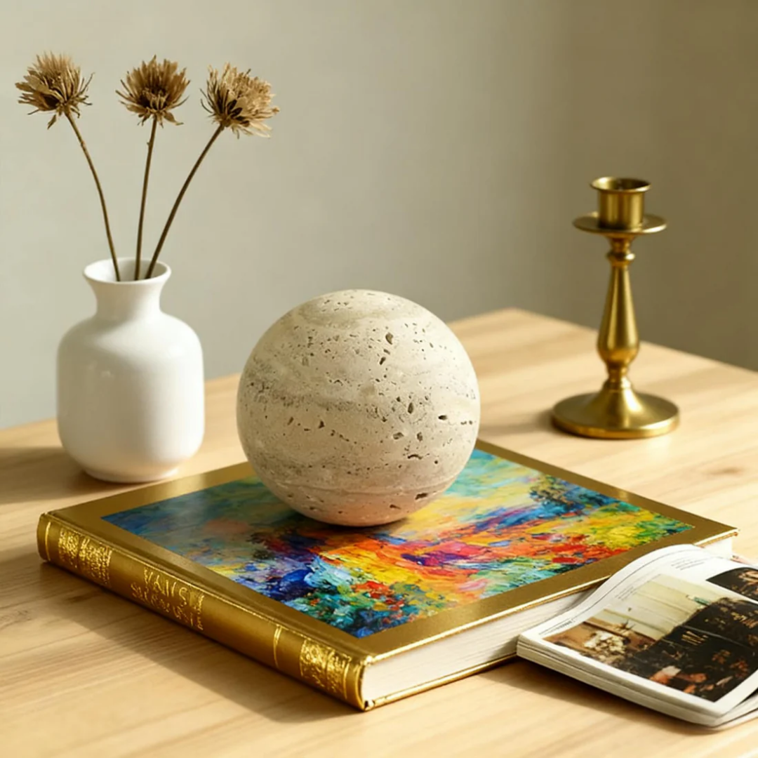 Home decoratie - Handgemaakte Travertin Marmeren Decoratiebol