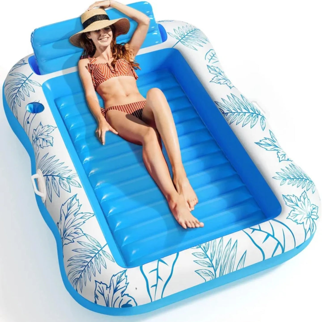 Zonnebed - Opblaasbare Lounger met Bekerhouder - AquaLaze