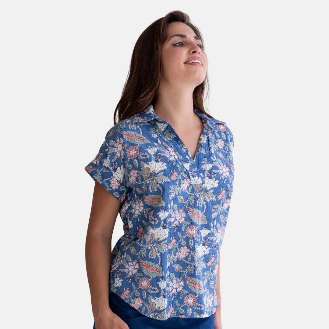 Bloemenprint Top met V-Hals - Lureva