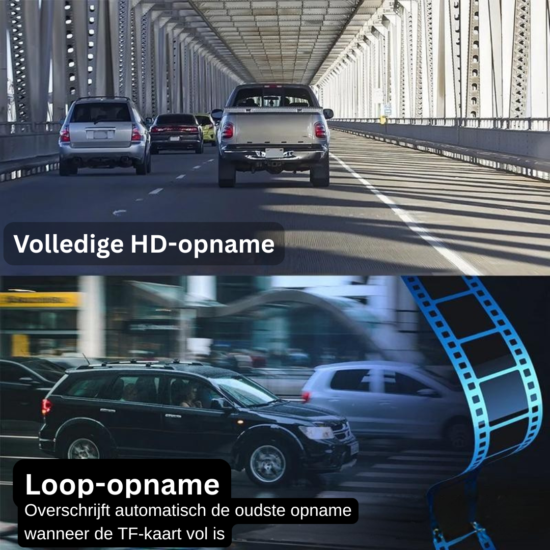 Dashcam - 3 Camera HD Opnames met Groothoekzicht - DriveVision