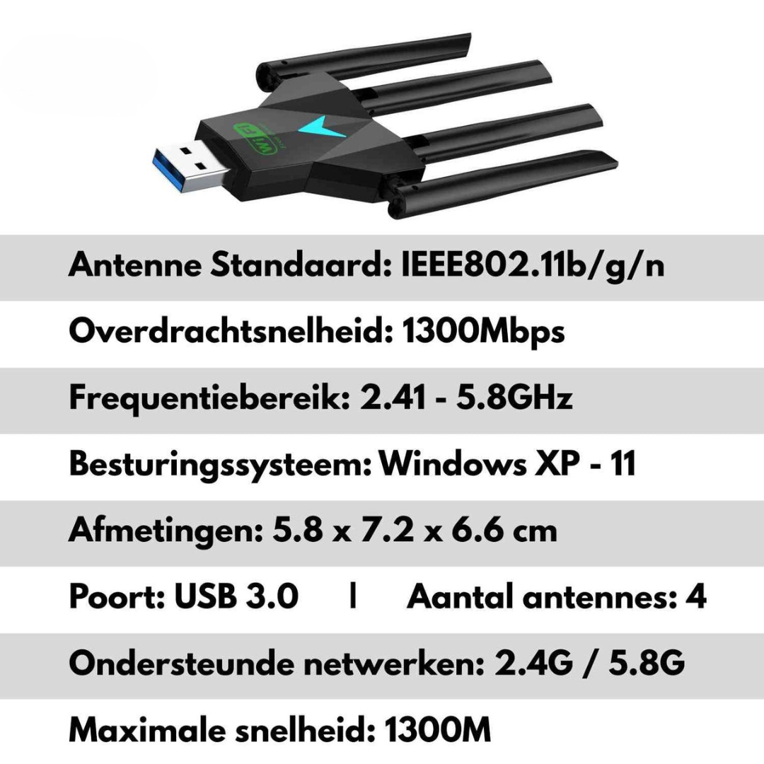Wifi Adapter - Dual-Band USB Wifi Ontvanger - AeroLink