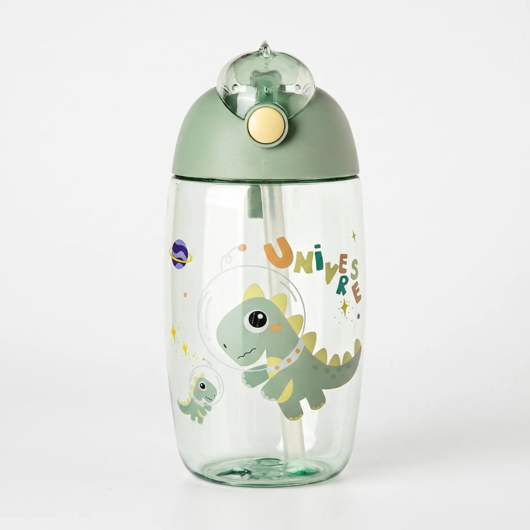 Waterfles met Cartoon Dinosaurus en Rietje