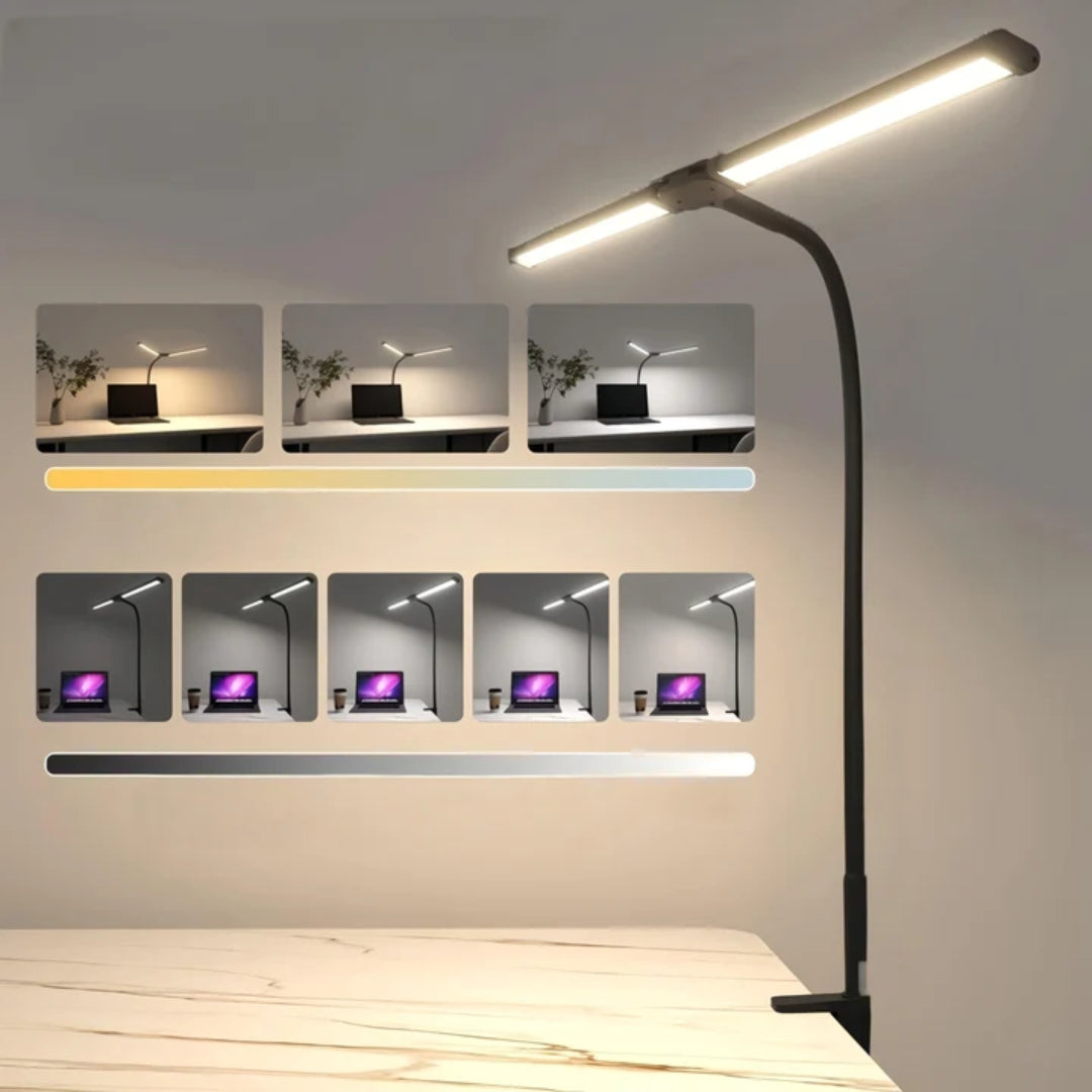 Bureaulamp - Dubbele LED Verlichting met Dimbare Helderheid - Lumitask